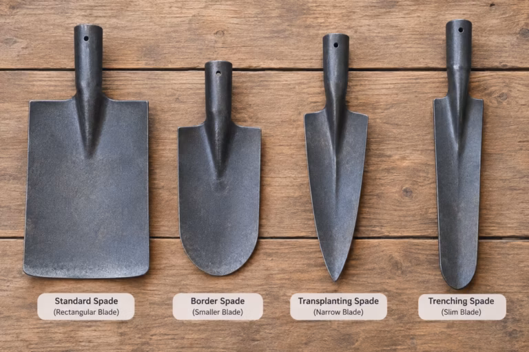 Four types of garden spade blades comparison