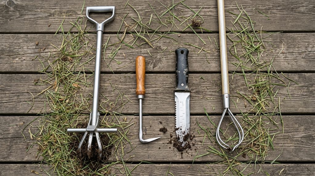Four kinds of manual puller laid out side by side: four-claw stand-up tool, step-and-twist tool, long lever tool and short hand-held tool